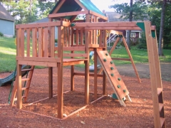 Cedar Playset and Swing Set with Lader and Rock Climbing wall