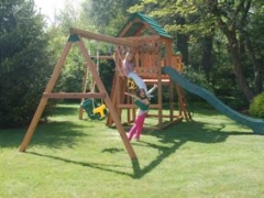 Cedar Playset and Swing Set with Lader and Rock Climbing wall